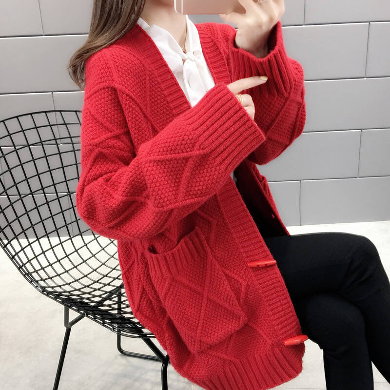 璐瑞尔缦 红色 针织衫