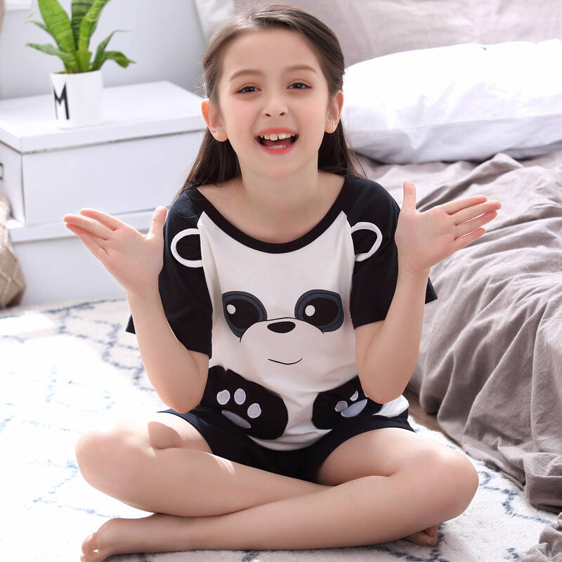 皇贝莎莎 薄款熊猫图案儿童睡衣