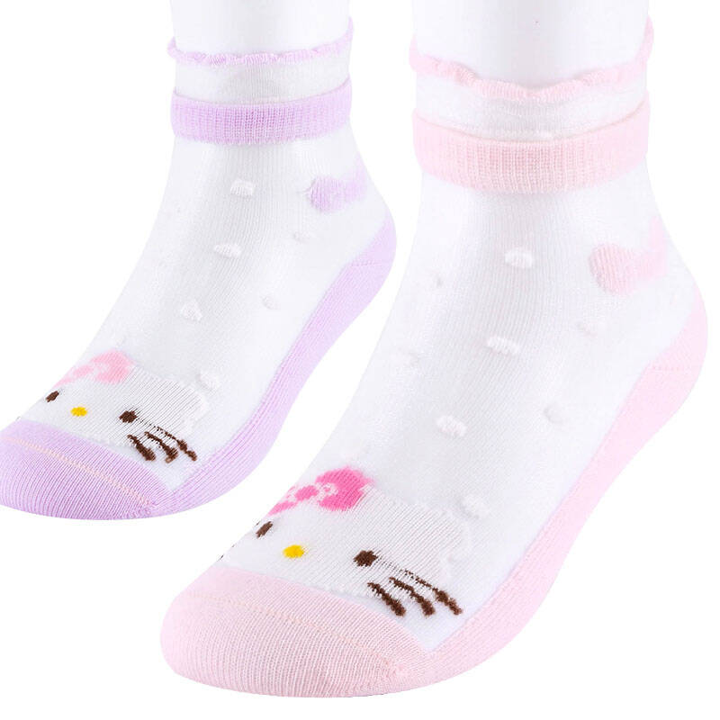凯蒂猫女童袜子春夏薄透气中筒袜
