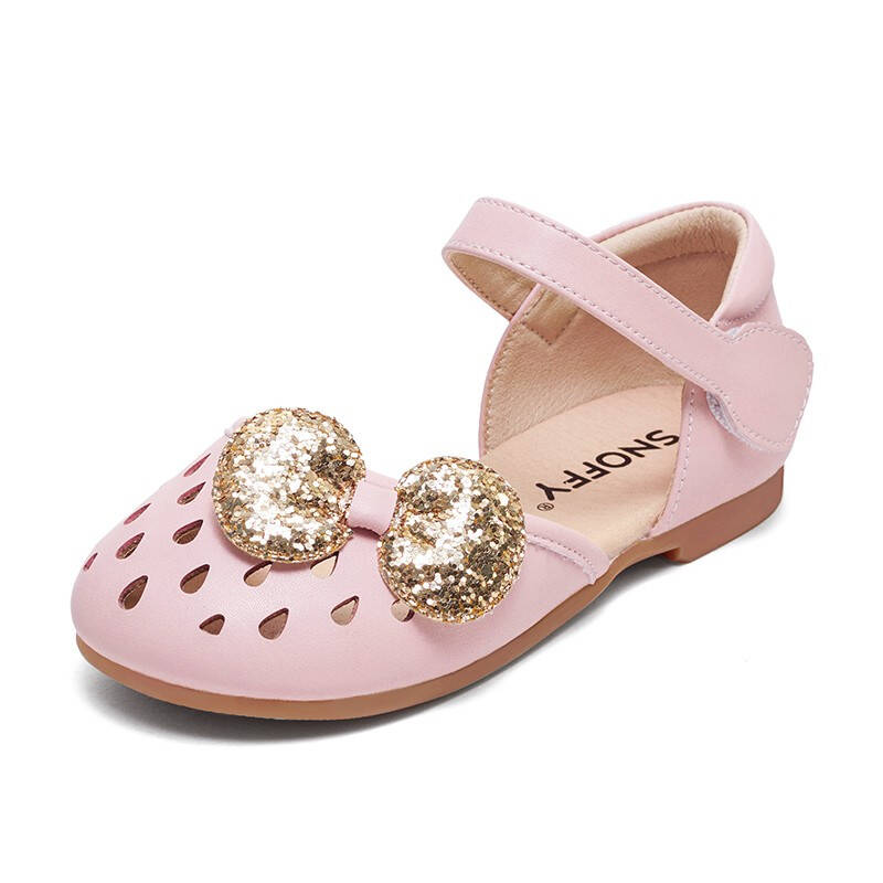 斯纳菲粉色女童皮鞋