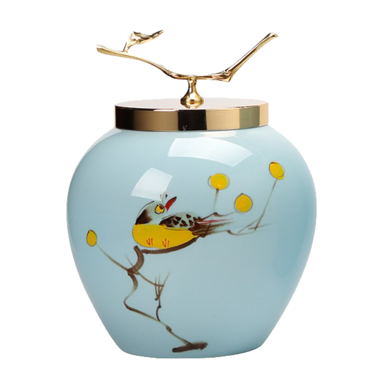 天喜瓷缘 铜枝盖黄鹂鸟花瓶