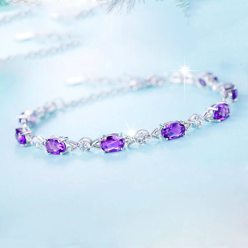 筑梦银 天然紫水晶手链