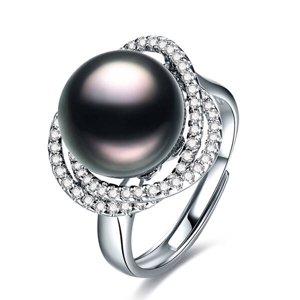 珍珠皇后 正圆黑珍珠戒指