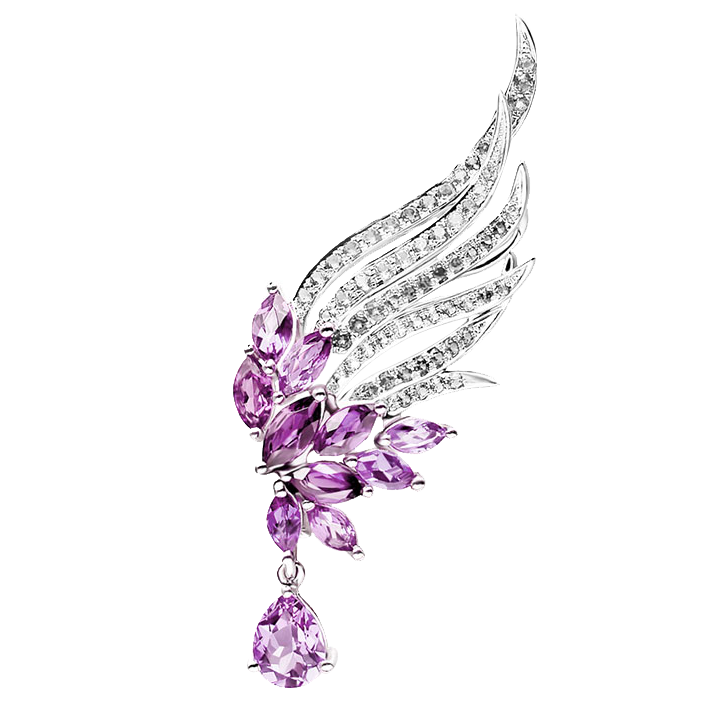 羽兰 天然紫水晶凤凰胸针
