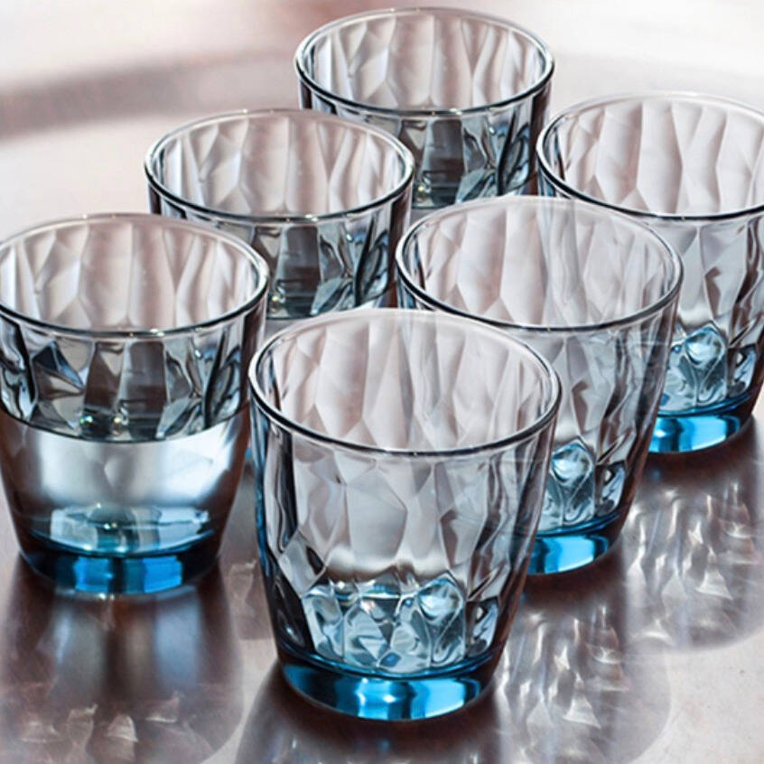 家用创意无铅蓝色玻璃杯套装