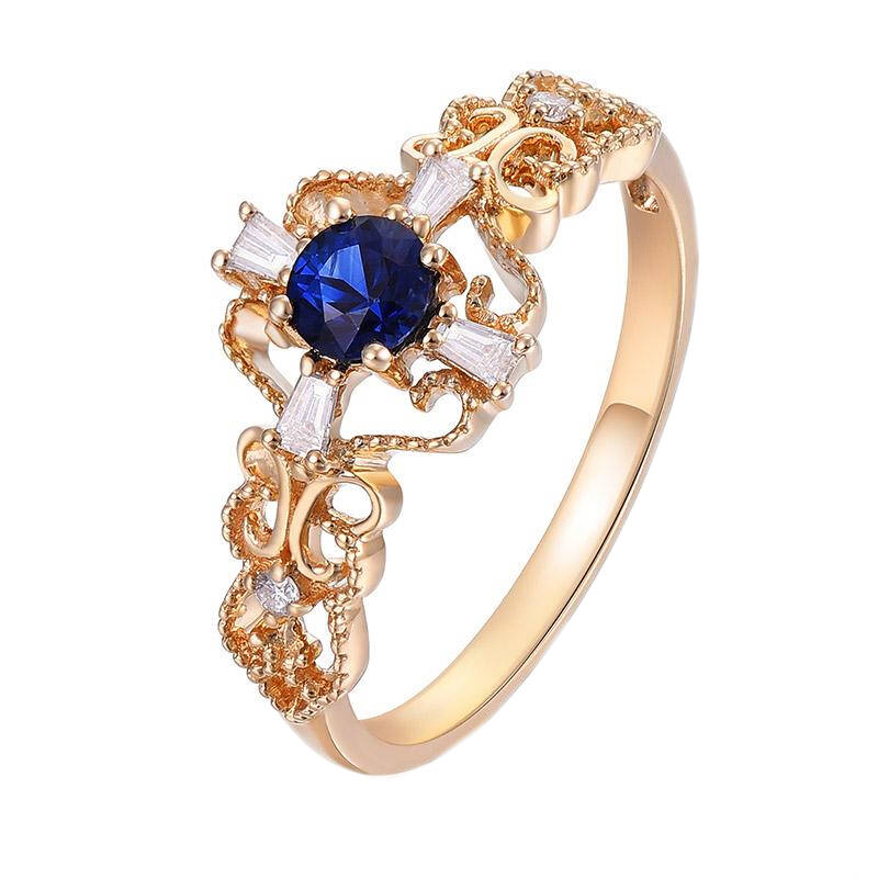 珠宝 复古蓝宝石戒指