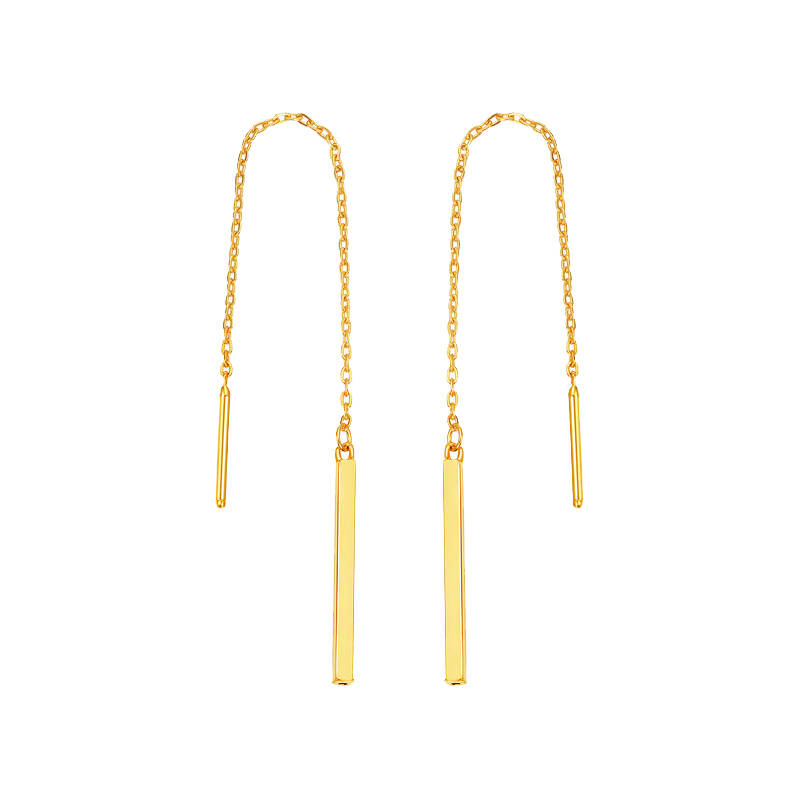 明牌珠宝流线型设计黄金耳饰