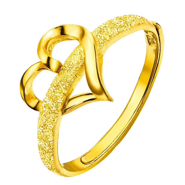 六福珠宝 心形黄金女款开口戒指