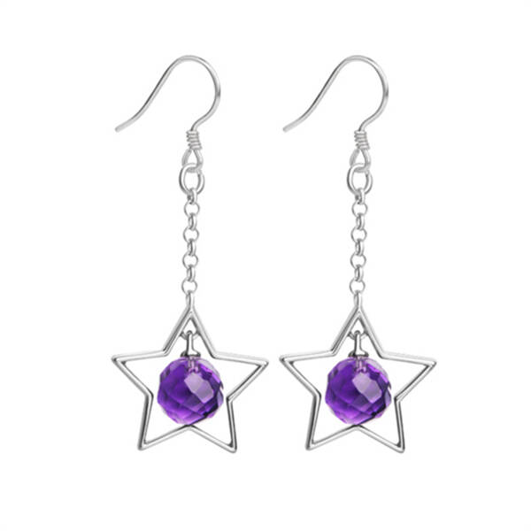 石头记 紫水晶银耳环