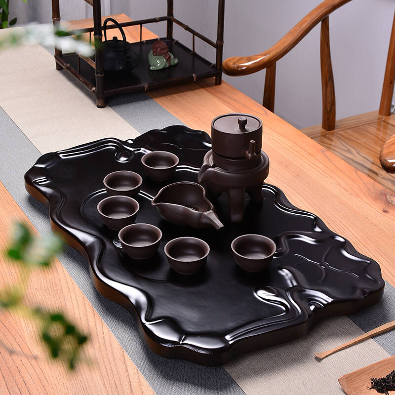 瓷牌茗 家用雅黑色实木茶盘