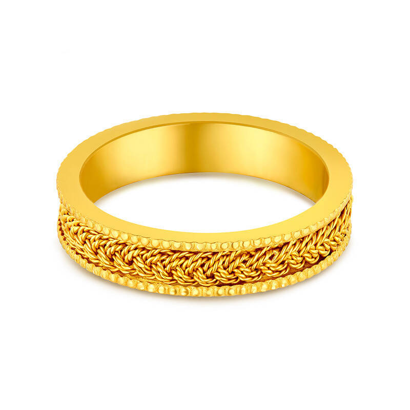 六福珠宝 编织纹黄金戒指