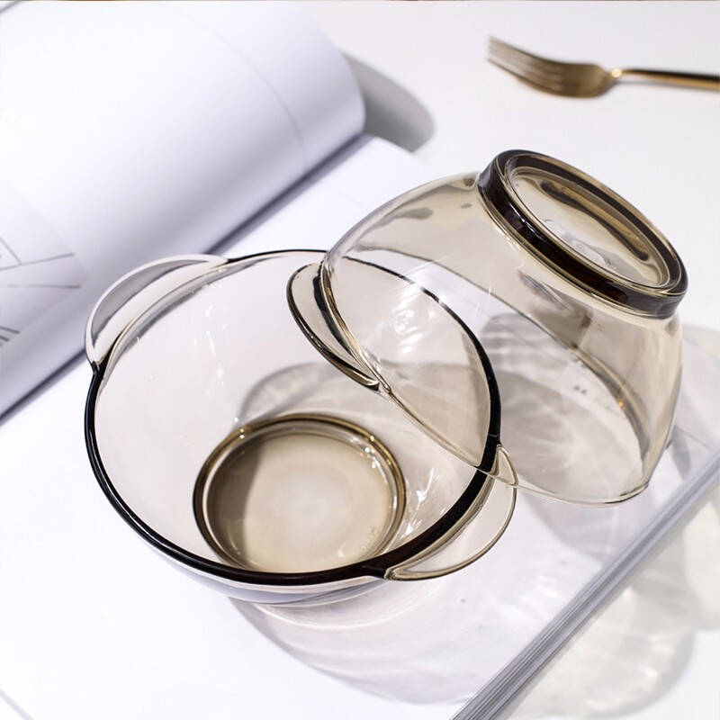 川岛屋 日式双耳家用透明玻璃碗