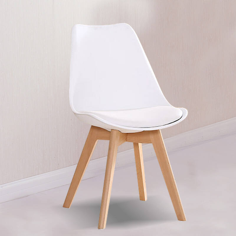 墨例 休闲白色实木椅子