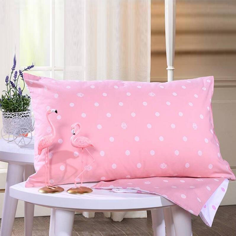 酷奇智 粉色甜美纯棉印花枕套