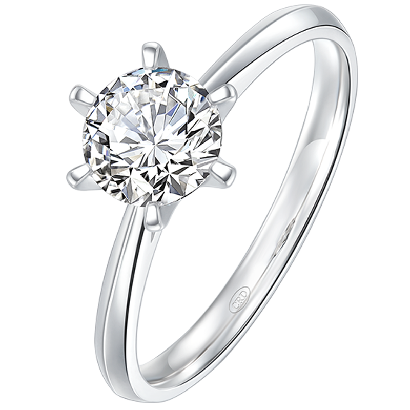 克徕帝钻戒女正品一克拉裸钻铂金钻石戒指婚戒六爪结婚求婚订婚