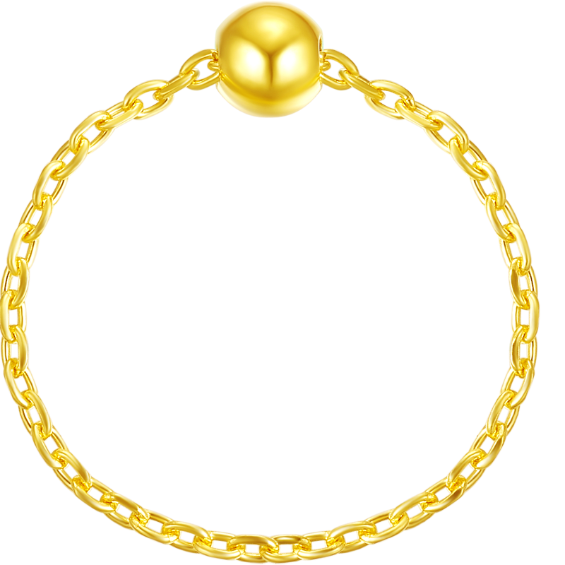 六桂福珠宝  黄金链戒 黄金戒指足金转运珠指环女款戒指指环