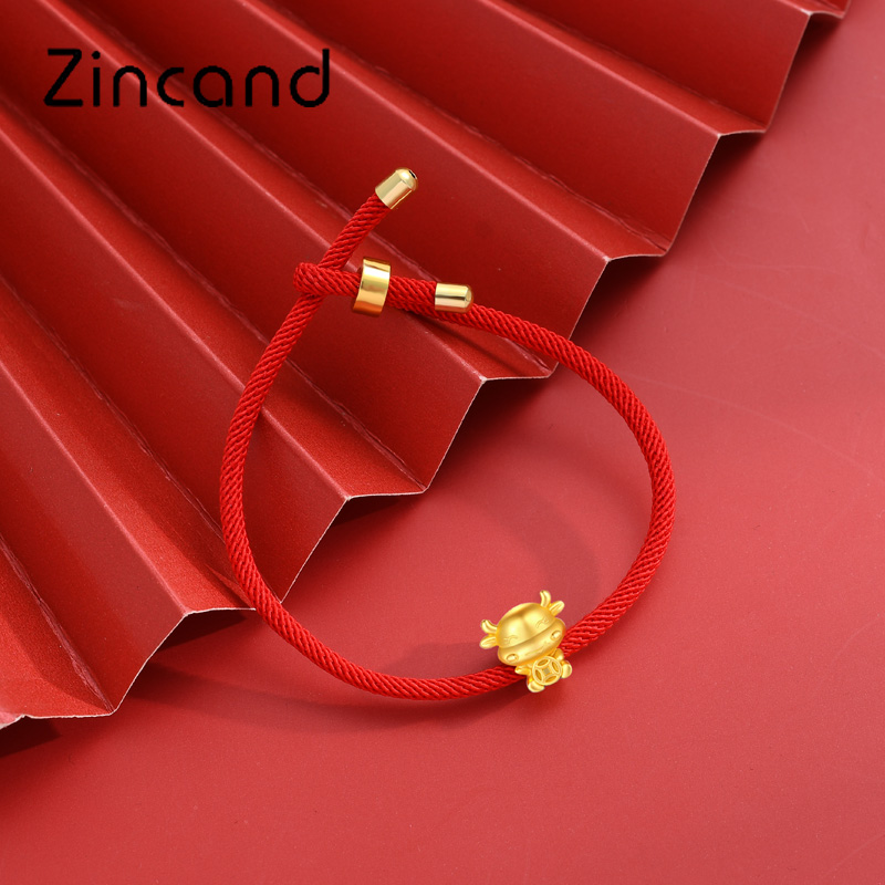 Zincand本命年福牛红绳手链女小众设计编织红色手绳情侣生日礼物