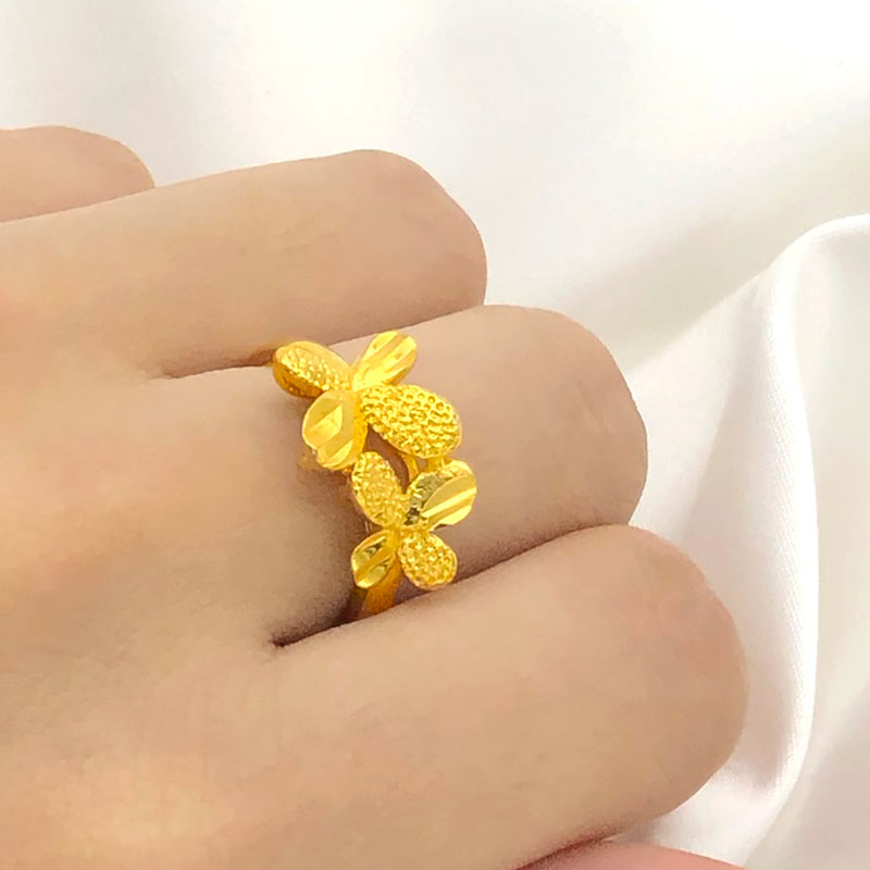 越南沙金24K金戒指女999正品镀黄金色开口指环18纯金活口可调首饰