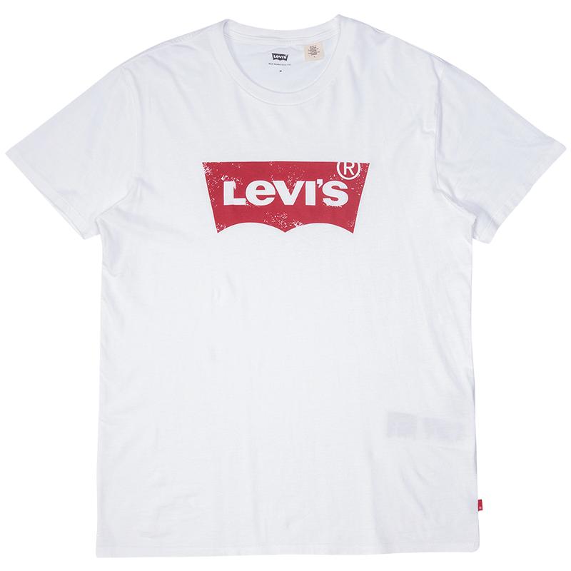 levi's男士logo印花白色纯棉潮t恤