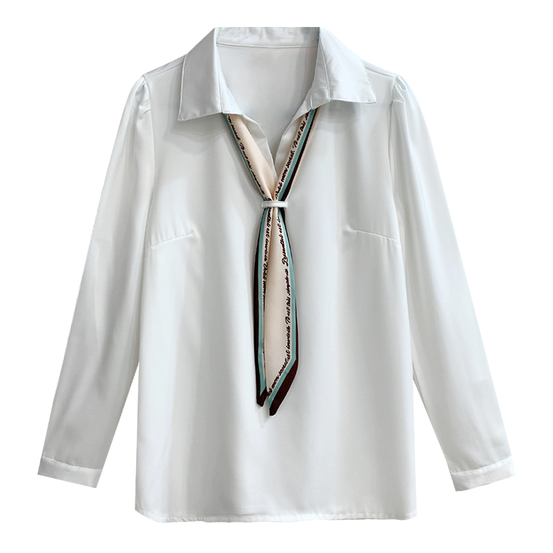 2021年春装新款时尚白色衬衣洋气职业衬衫女士设计感长袖雪纺上衣