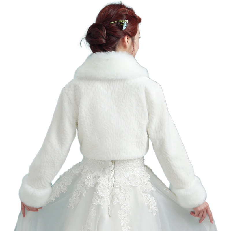 新款秋冬季新娘婚纱长袖外套毛披肩