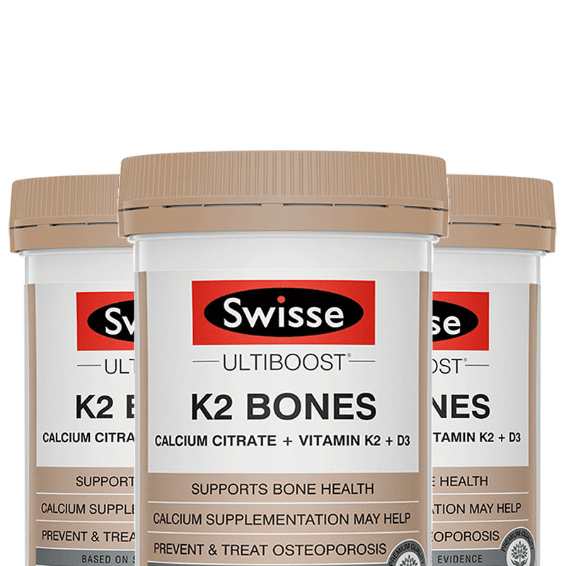 澳洲Swisse 斯维诗K2钙片维生素D3骨骼健康保健品补钙中老年*3瓶