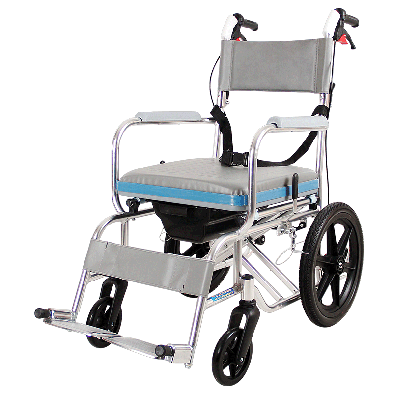 铝合金折叠带坐便器轻便小型轮椅
