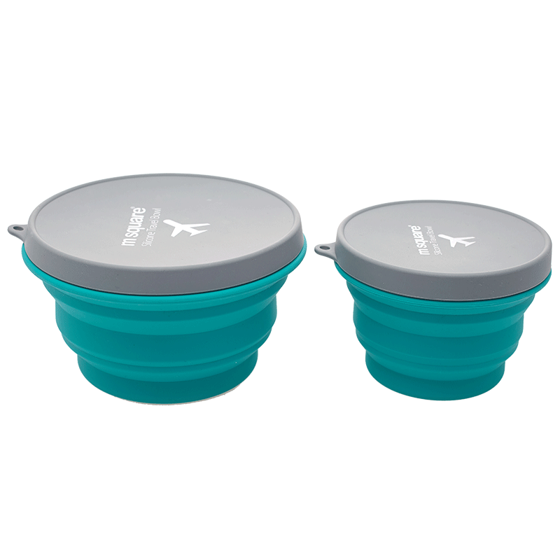 m square折叠碗便携式旅行硅胶杯耐高温用品伸缩户外野餐餐具套装