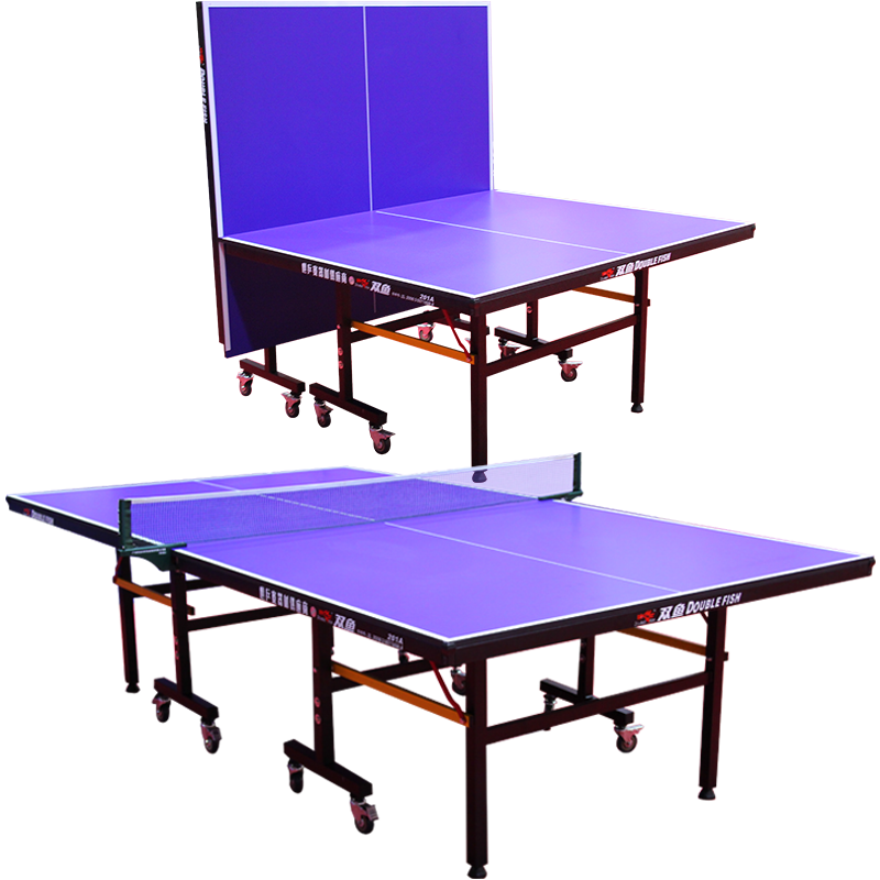 双鱼乒乓球桌家用带轮可折叠式乒乓球台室内标准乒乓球案子201A