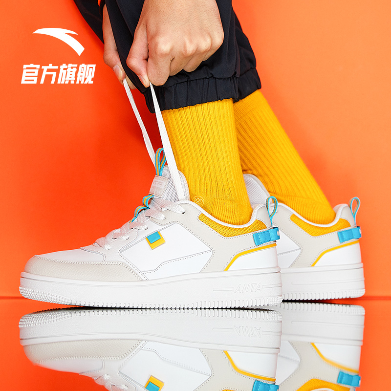 安踏板鞋男鞋子2021新款春季官网休闲韩版潮运动滑板鞋小白鞋男