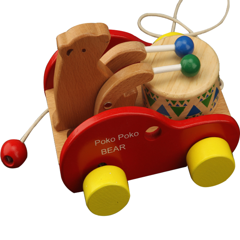 益智力木质拖拉2-3-6岁宝宝学步车