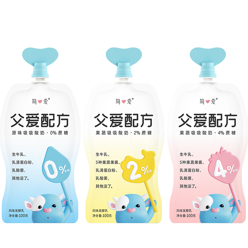 【简爱】父爱配方儿童酸奶*12袋 控糖低温无添加剂 0蔗糖低糖宝宝