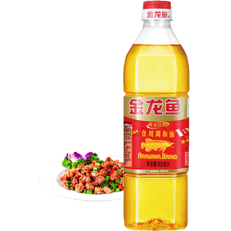 金龙鱼黄金比例调和油900ml食用植物调和油家用小瓶色拉油健康