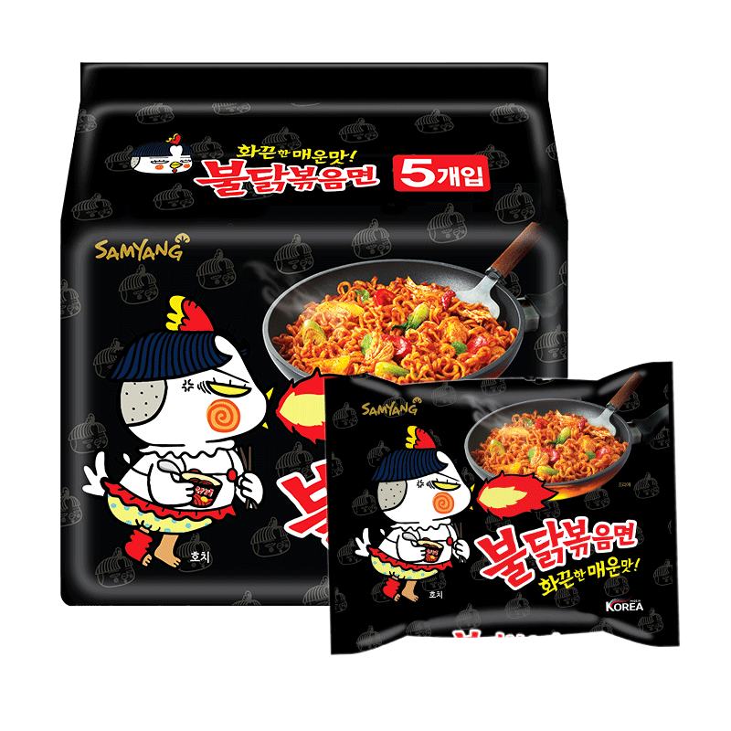 韩国进口三养火鸡面五袋装炸酱面超辣速食食品拌面方便面正品泡面