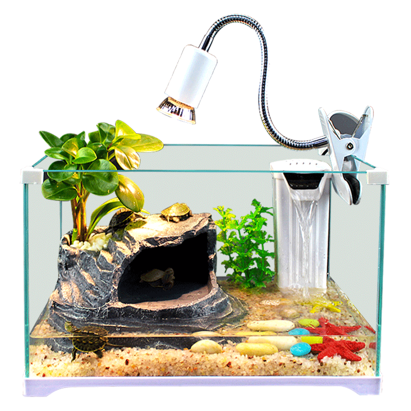 小型养乌龟带晒台别墅玻璃鱼饲养箱