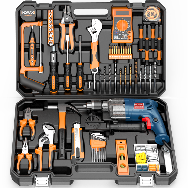 科麦斯日常家用手工具套装大全五金电工专用维修多功能工具箱全套