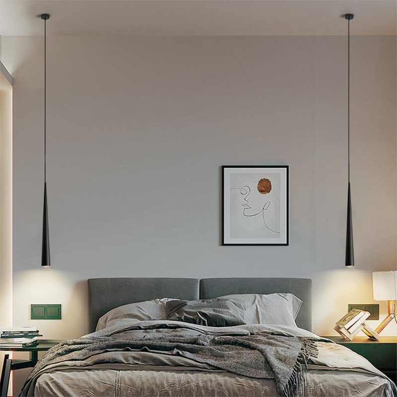 北欧风卧室床头长线现代简约小吊灯