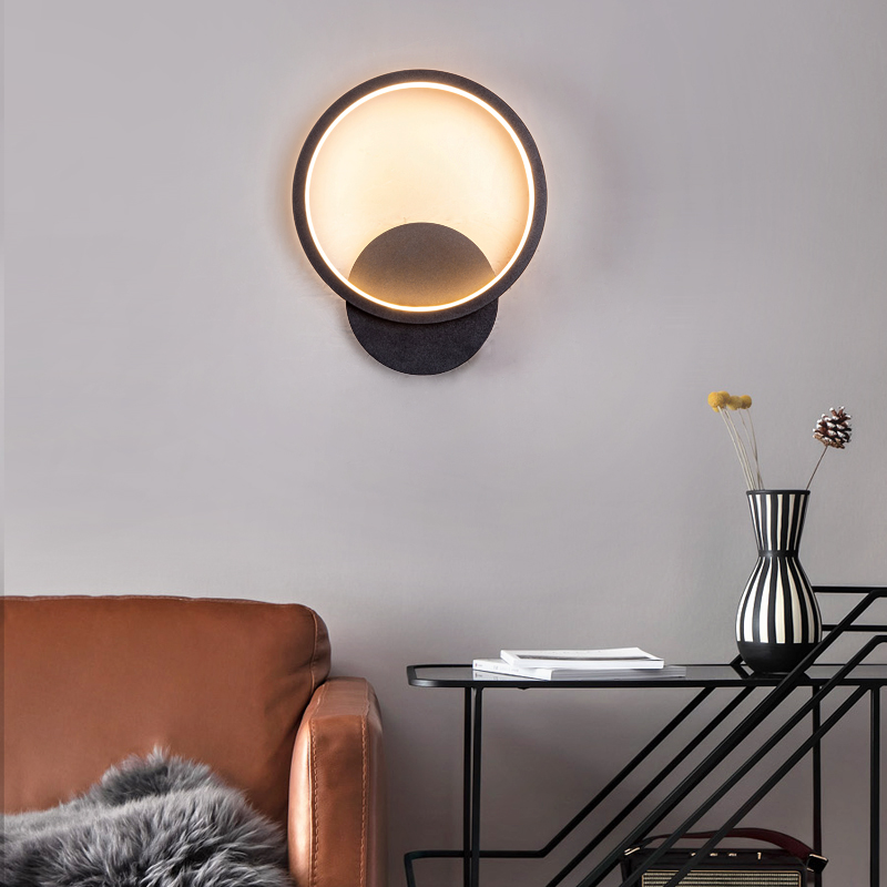 极简壁灯创意LED圆形简约现代北欧客厅沙发背景墙壁卧室床头灯