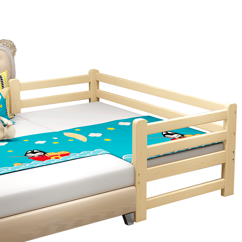 拼接加宽床边定制带护栏实木儿童床