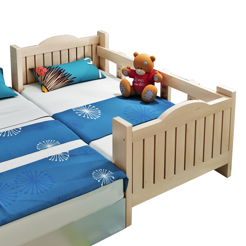 实木带护栏婴儿男孩边加宽儿童床