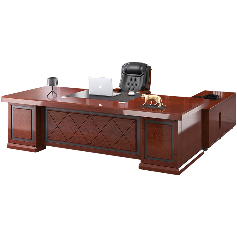 办公家具老板桌新中式实木皮老板台