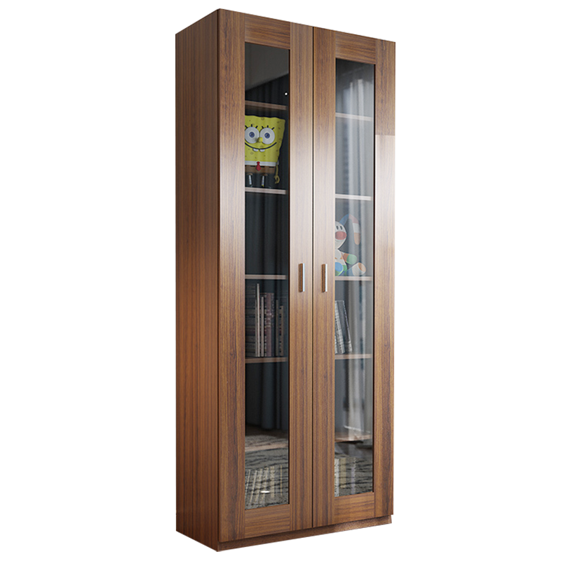 木质现代简约带玻璃门组合家用书架