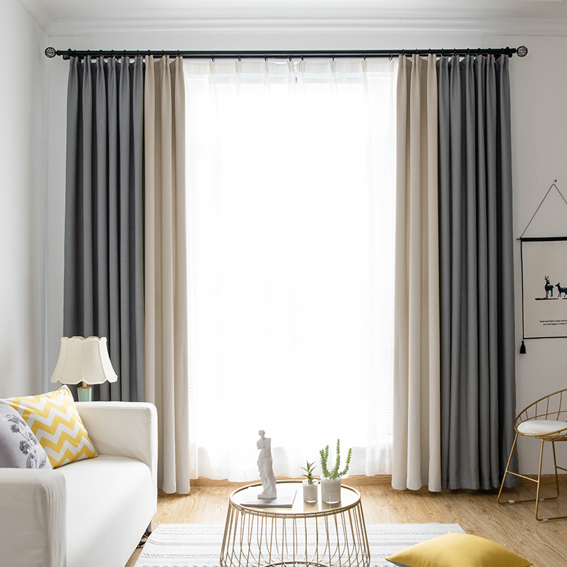 丝绒麻加厚全遮光布卧室窗帘成品简约现代客厅遮阳隔热北欧风格