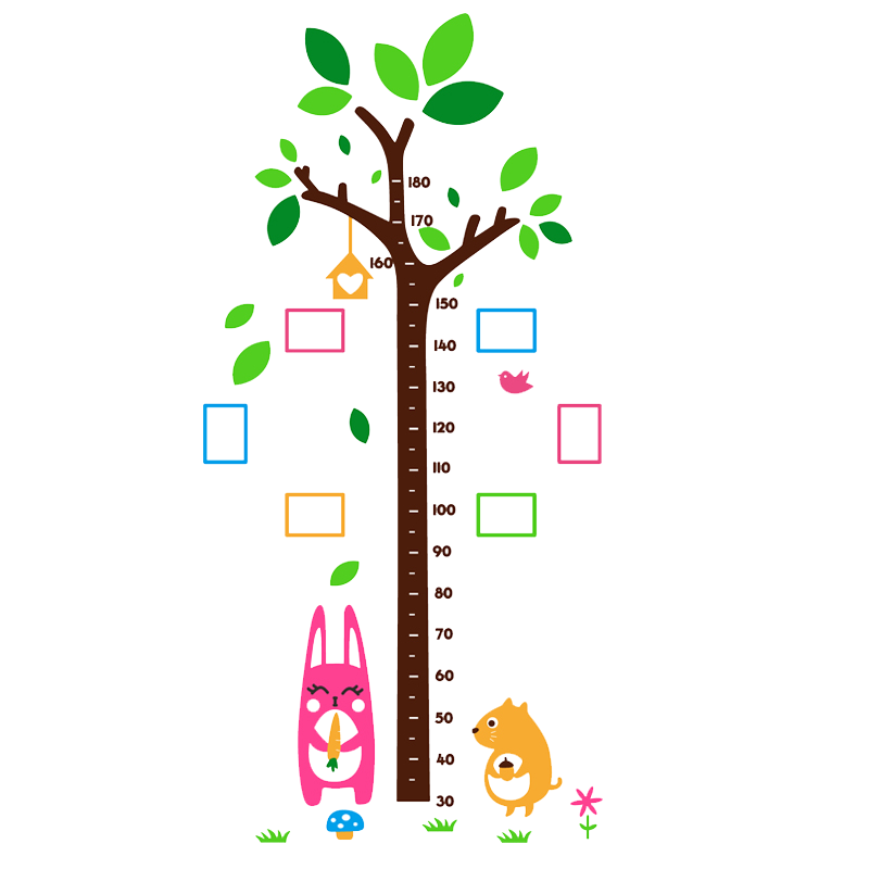 3d立体宝宝卡通大树测量身高贴