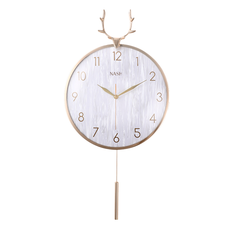 北欧简约电波鹿头轻奢挂钟家用时钟客厅时尚创意挂表现代钟饰钟表