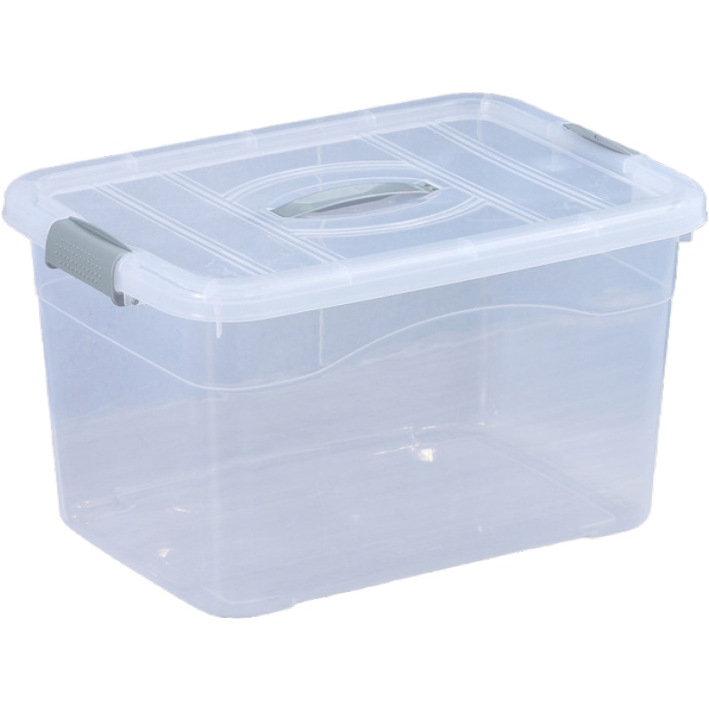 加厚透明塑料收纳箱特大号衣服玩具整理箱有盖储物箱子零食收纳盒