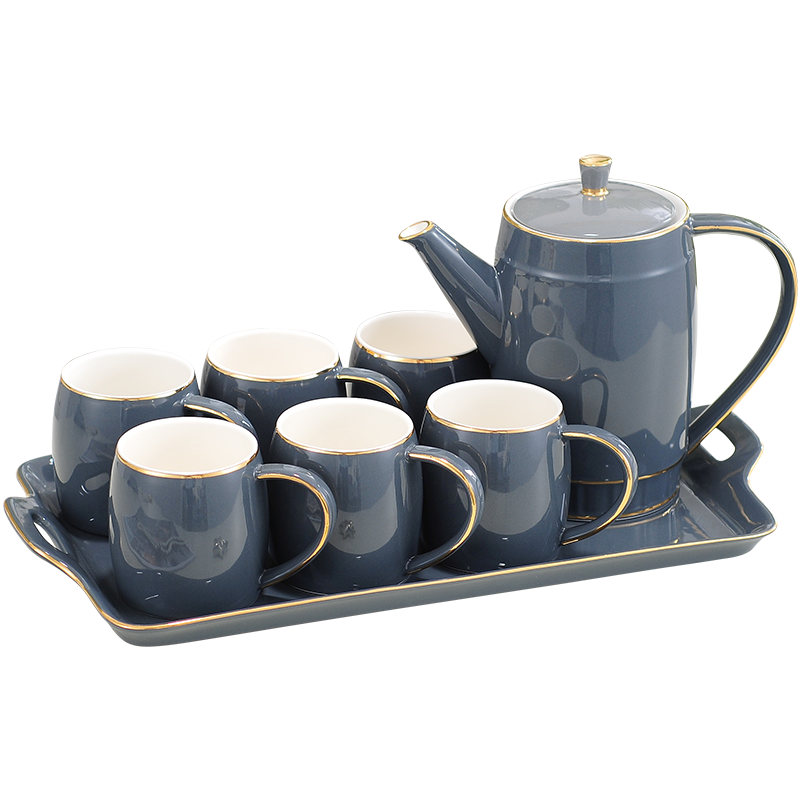 陶瓷轻奢喝水杯子家用套装客厅茶具茶壶茶杯水具杯具北欧式带托盘