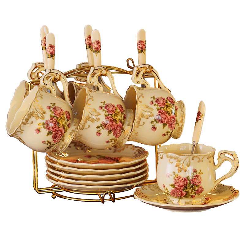 欧式咖啡杯套装陶瓷茶杯杯子英式下午茶具小奢华家用水杯精致器具