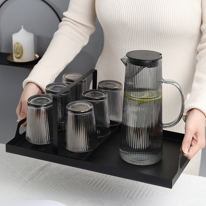 玻璃杯耐热ins风现代简约喝水杯子客厅泡茶杯具水壶待客家用套装