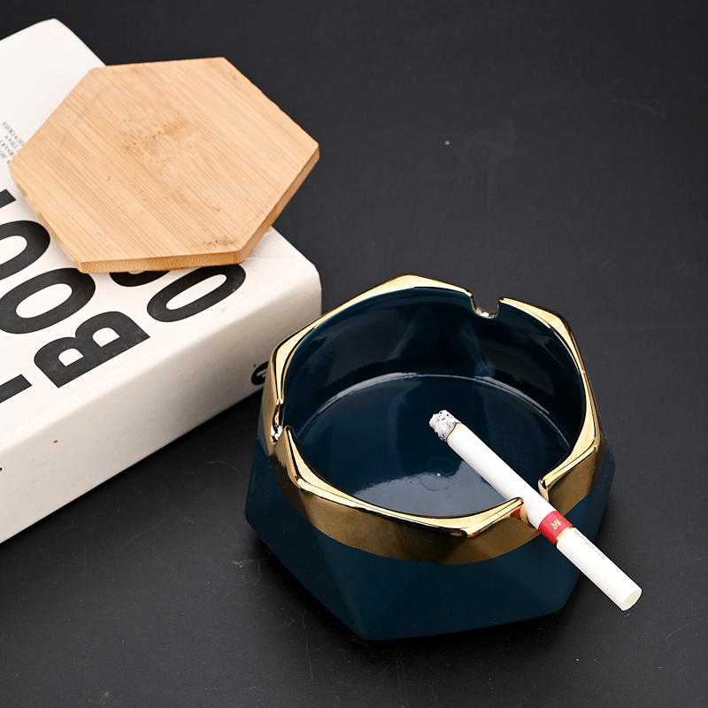 陶瓷烟灰缸创意个性潮流家用客厅带盖烟缸时尚欧式可爱ins办公室